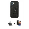 MARSİLYAN™- iPhone 11 Kılıf Ahenk Klasik - Siyah 3D Antistatik Mat Seramik Nano Ekran Koruyucu + Kamera Lens Koruma Cam - SF