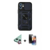 MARSİLYAN™- iPhone 11 Kılıf Ahenk Klasik - Siyah 3D Antistatik Mat Seramik Nano Ekran Koruyucu + Raze Metal Kamera Lens - KI