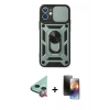 MARSİLYAN™- iPhone 11 Kılıf Ahenk Klasik - Siyah 3D Antistatik Mat Seramik Nano Ekran Koruyucu + Raze Metal Kamera Lens - KI