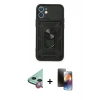 MARSİLYAN™- iPhone 11 Kılıf Ahenk Klasik - Siyah 3D Antistatik Mat Seramik Nano Ekran Koruyucu + Raze Metal Kamera Lens - KI