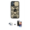 MARSİLYAN™- iPhone 11 Kılıf Ahenk Klasik - Siyah 3D Antistatik Mat Seramik Nano Ekran Koruyucu + Pers Alüminyum Kamera Lens - LT