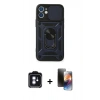 MARSİLYAN™- iPhone 11 Kılıf Ahenk Klasik - Siyah 3D Antistatik Mat Seramik Nano Ekran Koruyucu + PVD Metal Kamera Lens - MI