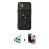 MARSİLYAN™- iPhone 11 Kılıf Ahenk Klasik - Siyah 3D Antistatik Mat Seramik Nano Ekran Koruyucu + Raze Metal Kamera Lens - MI