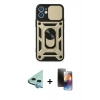 MARSİLYAN™- iPhone 11 Kılıf Ahenk Klasik - Siyah 3D Antistatik Mat Seramik Nano Ekran Koruyucu + Raze Metal Kamera Lens - MI