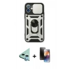 MARSİLYAN™- iPhone 11 Kılıf Ahenk Klasik - Siyah 3D Antistatik Mat Seramik Nano Ekran Koruyucu + Raze Metal Kamera Lens - MI