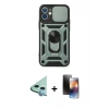 MARSİLYAN™- iPhone 11 Kılıf Ahenk Klasik - Siyah 3D Antistatik Mat Seramik Nano Ekran Koruyucu + Raze Metal Kamera Lens - MI