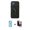 MARSİLYAN™- iPhone 11 Kılıf Ahenk Klasik - Siyah 3D Antistatik Mat Seramik Nano Ekran Koruyucu + Neon Fosforlu Kamera Lens - YL