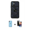 MARSİLYAN™- iPhone 11 Kılıf Ahenk Klasik - Siyah 3D Antistatik Mat Seramik Nano Ekran Koruyucu + Neon Fosforlu Kamera Lens - TU