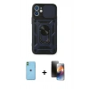 MARSİLYAN™- iPhone 11 Kılıf Ahenk Klasik - Siyah 3D Antistatik Mat Seramik Nano Ekran Koruyucu + Neon Fosforlu Kamera Lens - YL