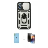 MARSİLYAN™- iPhone 11 Kılıf Ahenk Klasik - Siyah 3D Antistatik Mat Seramik Nano Ekran Koruyucu + Neon Fosforlu Kamera Lens - YL