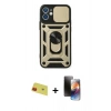 MARSİLYAN™- iPhone 11 Kılıf Ahenk Klasik - Siyah 3D Antistatik Mat Seramik Nano Ekran Koruyucu + Rainbow Kamera Lens Koruma Cam - KI