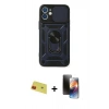 MARSİLYAN™- iPhone 11 Kılıf Ahenk Klasik - Siyah 3D Antistatik Mat Seramik Nano Ekran Koruyucu + Rainbow Kamera Lens Koruma Cam - KI