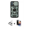 MARSİLYAN™- iPhone 11 Kılıf Ahenk Klasik - Siyah 3D Antistatik Mat Seramik Nano Ekran Koruyucu + Raze Metal Kamera Lens - GS