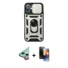 MARSİLYAN™- iPhone 11 Kılıf Ahenk Klasik - Siyah 3D Antistatik Mat Seramik Nano Ekran Koruyucu + Raze Metal Kamera Lens - KI