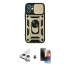 MARSİLYAN™- iPhone 11 Kılıf Ahenk Klasik - Siyah 3D Antistatik Mat Seramik Nano Ekran Koruyucu + Raze Metal Kamera Lens - GS