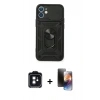 MARSİLYAN™- iPhone 11 Kılıf Ahenk Klasik - Siyah 3D Antistatik Mat Seramik Nano Ekran Koruyucu + PVD Metal Kamera Lens - SH