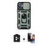 MARSİLYAN™- iPhone 11 Kılıf Ahenk Klasik - Siyah 3D Antistatik Mat Seramik Nano Ekran Koruyucu + PVD Metal Kamera Lens - SH