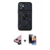 MARSİLYAN™- iPhone 11 Kılıf Ahenk Klasik - Siyah 3D Antistatik Mat Seramik Nano Ekran Koruyucu + Siyah Raze Metal Kamera Lens