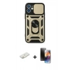MARSİLYAN™- iPhone 11 Kılıf Ahenk Klasik - Siyah 3D Antistatik Mat Seramik Nano Ekran Koruyucu + Renkli Kamera Lens Koruma Cam - TU