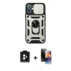 MARSİLYAN™- iPhone 11 Kılıf Ahenk Klasik - Siyah 3D Antistatik Mat Seramik Nano Ekran Koruyucu + PVD Metal Kamera Lens - YL