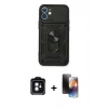 MARSİLYAN™- iPhone 11 Kılıf Ahenk Klasik - Siyah 3D Antistatik Mat Seramik Nano Ekran Koruyucu + PVD Metal Kamera Lens - YL
