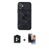 MARSİLYAN™- iPhone 11 Kılıf Ahenk Klasik - Siyah 3D Antistatik Mat Seramik Nano Ekran Koruyucu + PVD Metal Kamera Lens - YL