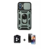 MARSİLYAN™- iPhone 11 Kılıf Ahenk Klasik - Siyah 3D Antistatik Mat Seramik Nano Ekran Koruyucu + PVD Metal Kamera Lens - YL