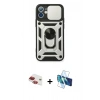 MARSİLYAN™- iPhone 11 Kılıf Ahenk Klasik - Siyah 3D Antistatik Seramik Nano Ekran Koruyucu + Pers Alüminyum Kamera Lens - KI