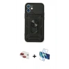 MARSİLYAN™- iPhone 11 Kılıf Ahenk Klasik - Siyah 3D Antistatik Seramik Nano Ekran Koruyucu + Pers Alüminyum Kamera Lens - KI