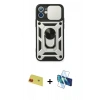 MARSİLYAN™- iPhone 11 Kılıf Ahenk Klasik - Siyah 3D Antistatik Seramik Nano Ekran Koruyucu + Rainbow Kamera Lens Koruma Cam - KI