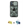 MARSİLYAN™- iPhone 11 Kılıf Ahenk Klasik - Siyah 3D Antistatik Seramik Nano Ekran Koruyucu + Rainbow Kamera Lens Koruma Cam - KI