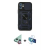 MARSİLYAN™- iPhone 11 Kılıf Ahenk Klasik - Siyah 3D Antistatik Seramik Nano Ekran Koruyucu + Raze Metal Kamera Lens - KI