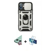 MARSİLYAN™- iPhone 11 Kılıf Ahenk Klasik - Siyah 3D Antistatik Seramik Nano Ekran Koruyucu + Raze Metal Kamera Lens - KI