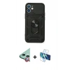 MARSİLYAN™- iPhone 11 Kılıf Ahenk Klasik - Siyah 3D Antistatik Seramik Nano Ekran Koruyucu + Raze Metal Kamera Lens - KI