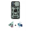 MARSİLYAN™- iPhone 11 Kılıf Ahenk Klasik - Siyah 3D Antistatik Seramik Nano Ekran Koruyucu + Raze Metal Kamera Lens - KI