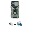 MARSİLYAN™- iPhone 11 Kılıf Ahenk Klasik - Siyah 3D Antistatik Seramik Nano Ekran Koruyucu + Pers Alüminyum Kamera Lens - LT