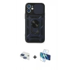 MARSİLYAN™- iPhone 11 Kılıf Ahenk Klasik - Siyah 3D Antistatik Seramik Nano Ekran Koruyucu + Pers Alüminyum Kamera Lens - LT
