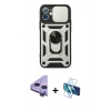 MARSİLYAN™- iPhone 11 Kılıf Ahenk Klasik - Siyah 3D Antistatik Seramik Nano Ekran Koruyucu + Raze Metal Kamera Lens - MR