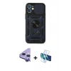 MARSİLYAN™- iPhone 11 Kılıf Ahenk Klasik - Siyah 3D Antistatik Seramik Nano Ekran Koruyucu + Raze Metal Kamera Lens - MR