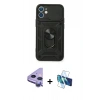 MARSİLYAN™- iPhone 11 Kılıf Ahenk Klasik - Siyah 3D Antistatik Seramik Nano Ekran Koruyucu + Raze Metal Kamera Lens - MR