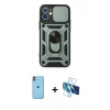 MARSİLYAN™- iPhone 11 Kılıf Ahenk Klasik - Siyah 3D Antistatik Seramik Nano Ekran Koruyucu + Neon Fosforlu Kamera Lens - TU