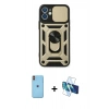 MARSİLYAN™- iPhone 11 Kılıf Ahenk Klasik - Siyah 3D Antistatik Seramik Nano Ekran Koruyucu + Neon Fosforlu Kamera Lens - TU