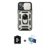 MARSİLYAN™- iPhone 11 Kılıf Ahenk Klasik - Siyah 3D Antistatik Seramik Nano Ekran Koruyucu + PVD Metal Kamera Lens - TU