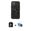MARSİLYAN™- iPhone 11 Kılıf Ahenk Klasik - Siyah 3D Antistatik Seramik Nano Ekran Koruyucu + PVD Metal Kamera Lens - TU