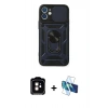 MARSİLYAN™- iPhone 11 Kılıf Ahenk Klasik - Siyah 3D Antistatik Seramik Nano Ekran Koruyucu + PVD Metal Kamera Lens - TU
