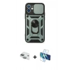 MARSİLYAN™- iPhone 11 Kılıf Ahenk Klasik - Siyah 3D Antistatik Seramik Nano Ekran Koruyucu + Pers Alüminyum Kamera Lens - YL