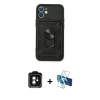 MARSİLYAN™- iPhone 11 Kılıf Ahenk Klasik - Siyah 3D Antistatik Seramik Nano Ekran Koruyucu + PVD Metal Kamera Lens - YL
