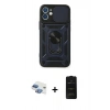 MARSİLYAN™- iPhone 11 Kılıf Ahenk Klasik - Siyah 6D Antistatik Mat Seramik Hayalet Nano Ekran Koruyucu + Pers Alüminyum Kamera Lens - GI