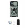 MARSİLYAN™- iPhone 11 Kılıf Ahenk Klasik - Siyah 6D Antistatik Mat Seramik Hayalet Nano Ekran Koruyucu + Pers Alüminyum Kamera Lens - GI