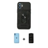 MARSİLYAN™- iPhone 11 Kılıf Ahenk Klasik - Siyah 6D Antistatik Mat Seramik Hayalet Nano Ekran Koruyucu + Neon Fosforlu Kamera Lens - MI